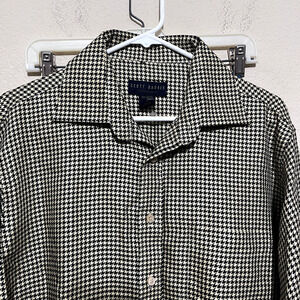 Scott Barber Herringbone Button Up Shirt Mens Size Large long sleeve 100% cotton